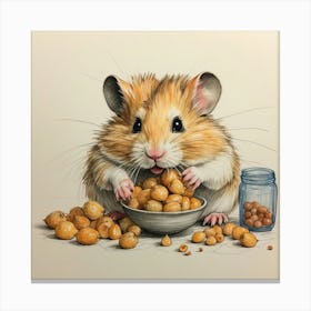 Hamster Eating Nuts Canvas Print