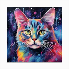 AI Nebula Paws: Ethereal Feline Fantasia Canvas Print