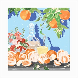 Orange Bouquet Still Life Square Canvas Print