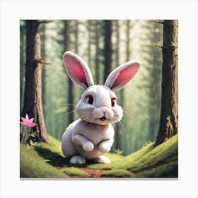 Rabbit In The Forest Canvas Print