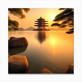Chinese Pagoda At Sunrise 2 Canvas Print