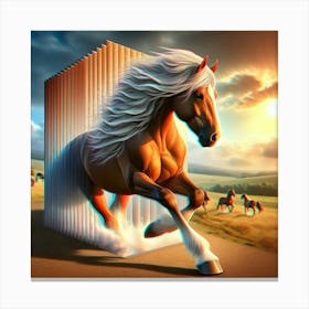 Horse Running In The Field Canvas Print