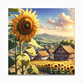 Sunflowers In The Countryside Canvas Print