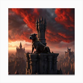 Dog On Top Of Castle Canvas Print