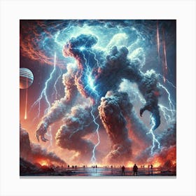 A Sci Fi Depiction Of Brontus, The Cloud Colossus, Electric Fog Canvas Print