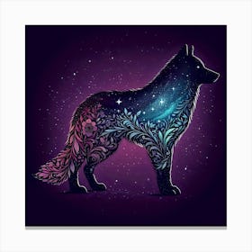 Wolf In The Night Sky Canvas Print