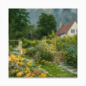 Gustav Klimt Style Farm Garden 22 Canvas Print