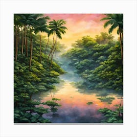 Sunset In The Jungle Canvas Print