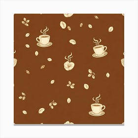 Coffee Cups And Leaves Canvas Print