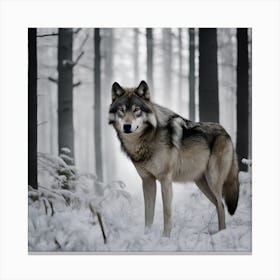Wolf In The Woods 10 Canvas Print