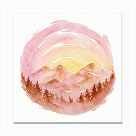 Watercolor Mountains Painting Canvas Print