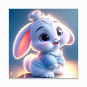 Cute baby rabbit in a Pixar-style 3 Canvas Print