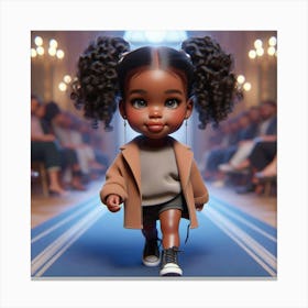 Little Black Girl Walking Down The Runway Canvas Print