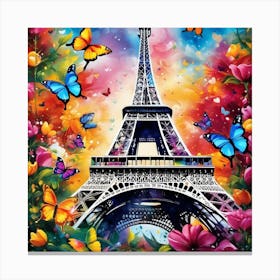 Paris With Butterflies 125 Canvas Print