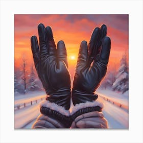 Gloves In The Snow Canvas Print