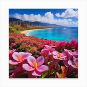 Pink Flowers On The Beach 7 Canvas Print