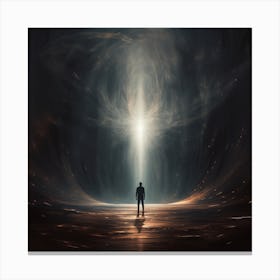Man Standing In A Dark Tunnel Canvas Print