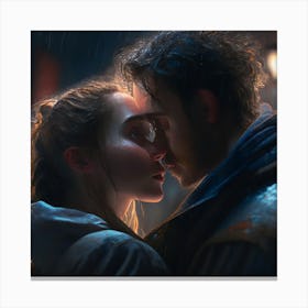 Love Story In The Rain Canvas Print