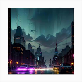 Neon Dreams A Modern City at Night Canvas Print