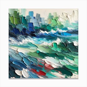 Sea Sky Abstract Strokes Acrylic Green Blue   Canvas Print