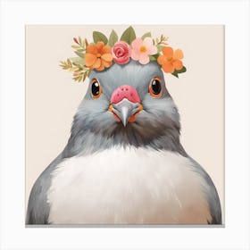 Floral Baby Pigeon Nursery Illustration (30) Canvas Print