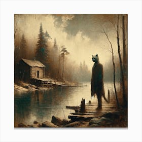 Cat On A Dock Art Print Canvas Print