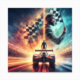 Man In A Race Car Canvas Print
