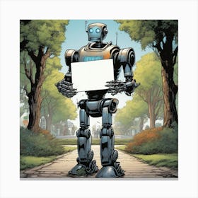 Robot Holding A Sign 1 Canvas Print