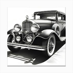 A Pencil Sketch Of A Old Classic Vintage Car 4 Canvas Print