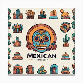 Mexican Tourism Icon Set Canvas Print