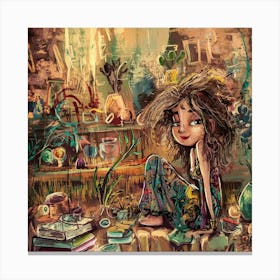 Girl In A Garden Canvas Print