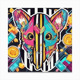 Vibrant Sticker Of A Striped Pattern Mask And Based On A Trend Setting Indie Game 1 Canvas Print