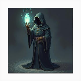 A Mysterious Robed Figure With A Glowing Crystal Orb 1 Canvas Print