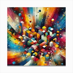 Colorful Splashes Of Paint, Geometric, Abstract Art Canvas Print