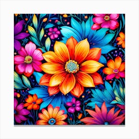 A Vibrant Bursting With Colorful Flowers Perfect For Those Who Love Nature, Floral Seamless Pattern, Floral Wallpaper, Colorful Flowers, Flower Painting 7 Canvas Print