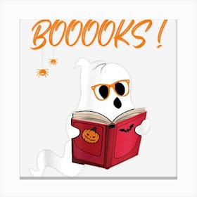 Cute Ghost Book Reading Teacher Funny Halloween Canvas Print