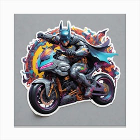Batman Motorcycle Sticker Canvas Print