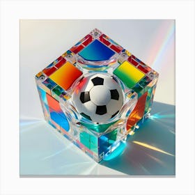 A Image Of Colorful Transparent Rubik S Magic Cube With A Soccer Ball In It 1 Canvas Print