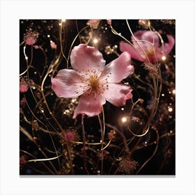 Pink Flower With Stars Canvas Print