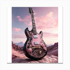 Rhapsody in Pink and Black Guitar Wall Art Collection 9 Canvas Print