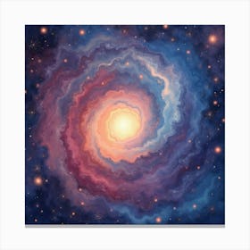 Radiant Cosmic Watercolor With Swirling Galaxy Patterns 1 Canvas Print