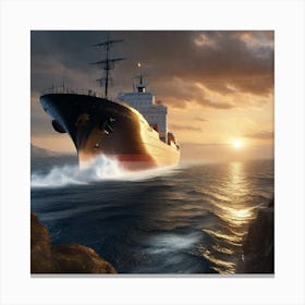 Ship In The Sea 8 Canvas Print