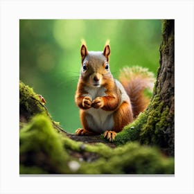 Red Squirrel In The Forest 40 Canvas Print