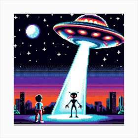 8-bit alien abduction 3 Canvas Print