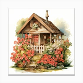 Small House With Flowers Canvas Print