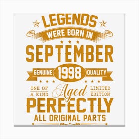 September 1998 24th Birthday Gift 24 Year Old Men Women Canvas Print