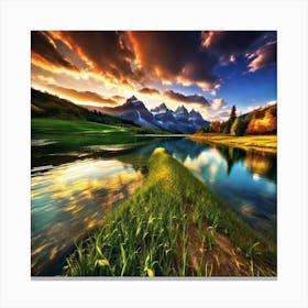 Sunset Over A Lake 3 Canvas Print