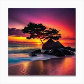 Sunset At The Beach 166 Canvas Print