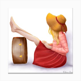 Girl With A Suitcase Canvas Print