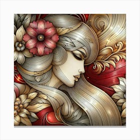 Russian Girl With Flowers Canvas Print